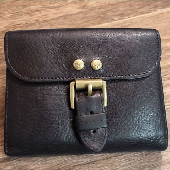 Mulberry Brown CALF SKIN Leather Wallet with Brass Buckle Hardware - Picture 1 of 12